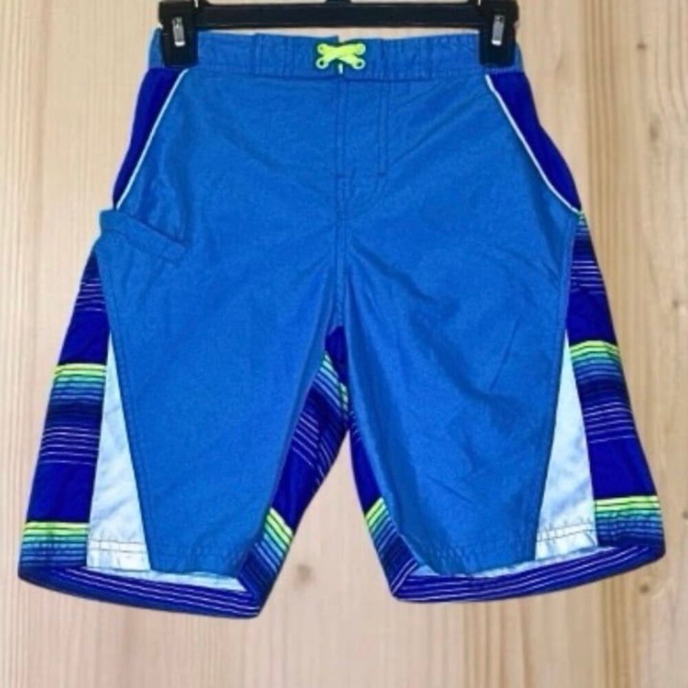 Wonder Nation Boys Board Shorts Swim Trunks 10-12 Lined Drawstring Stripe